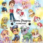 Paw Patrol Puppies Watercolor Clipart: 16 Handmade PNG Files (Digital Download) - Image 1