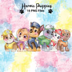 Paw Patrol Puppies Watercolor Clipart: 16 Handmade PNG Files (Digital Download) - Image 2