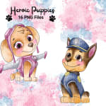 Paw Patrol Puppies Watercolor Clipart: 16 Handmade PNG Files (Digital Download) - Image 3