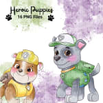 Paw Patrol Puppies Watercolor Clipart: 16 Handmade PNG Files (Digital Download) - Image 4