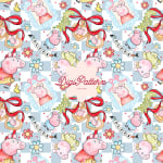 Peppa Pig and George Seamless Pattern Blue Checkered Watercolor Paper (Digital Download) - Image 1