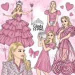 Pink Glinda Clipart Bundle Disney Wicked Movie Witch Princess PNG (Digital Download) - Image 1
