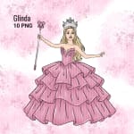 Pink Glinda Clipart Bundle Disney Wicked Movie Witch Princess PNG (Digital Download) - Image 2