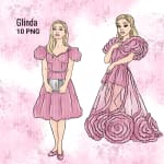 Pink Glinda Clipart Bundle Disney Wicked Movie Witch Princess PNG (Digital Download) - Image 3