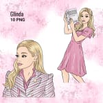 Pink Glinda Clipart Bundle Disney Wicked Movie Witch Princess PNG (Digital Download) - Image 4