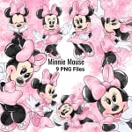 Pink Minnie Mouse Watercolor Clipart Bundle Disney PNG (Digital Download) - Image 1