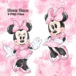 Pink Minnie Mouse Watercolor Clipart Bundle Disney PNG (Digital Download) - Image 4