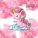 Pink Unicorn Clipart Bundle Watercolor Glitter Baby Fantastic Creature PNG (Digital Download) - Image 4