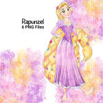Rapunzel and Lanterns Clipart Set Disney Princess Watercolor PNG (Digital Download) - Image 3