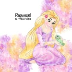 Rapunzel and Lanterns Clipart Set Disney Princess Watercolor PNG (Digital Download) - Image 5