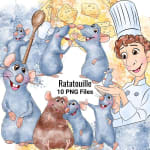 Ratatouille Clipart Bundle Watercolor Remy and Friends PNG (Digital Download) - Image 1
