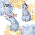 Ratatouille Clipart Bundle Watercolor Remy and Friends PNG (Digital Download) - Image 5