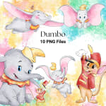 Red and Yellow Dumbo Clipart Bundle Disney Elephant Watercolor PNG (Digital Download) - Image 1
