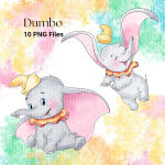 Red and Yellow Dumbo Clipart Bundle Disney Elephant Watercolor PNG (Digital Download) - Image 2