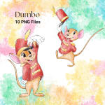 Red and Yellow Dumbo Clipart Bundle Disney Elephant Watercolor PNG (Digital Download) - Image 5