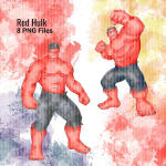 Red Hulk Watercolor Clipart Bundle Superhero Theme Digital Download Marvel PNG (Digital Download) - Image 2