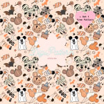 Retro Disney Halloween Mickey and Minnie Seamless Pattern Orange Paper (Digital Download) - Image 1