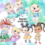 Rugrats Clipart Bundle Nickelodeon 90s Cartoon Watercolor PNG (Digital Download) - Image 1