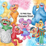 Sesame Street Clipart Bundle Elmo Cookie Monster Abby Bert Ernie Oscar PNG (Digital Download) - Image 1