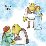 Shrek Watercolor Clipart Bundle Fiona Donkey Puss DreamWorks PNG Kit (Digital Download) - Image 3