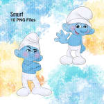 Smurf Watercolor Clipart Bundle Retro Classics PNG (Digital Download) - Image 5