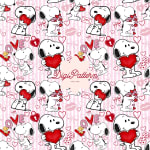 Snoopy Seamless Pattern Stripes Valentine Love Hearts Repeat Paper (Digital Download) - Image 1