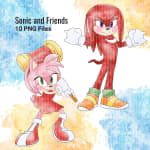 Sonic and Friends Watercolor Clipart Bundle Videogames PNG (Digital Download) - Image 3