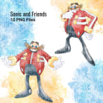 Sonic and Friends Watercolor Clipart Bundle Videogames PNG (Digital Download) - Image 5