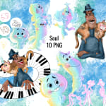 Soul Pixar Watercolor Clipart Bundle Joe Gardner 22 Piano PNG Kit (Digital Download) - Image 1