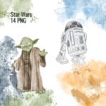 Star Wars Watercolor Clipart Bundle Yoda Darth Vader Lightsaber PNG Kit (Digital Download) - Image 4
