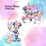 Summer Minnie and Daisy Clipart Watercolor Disney Beach Ice Cream PNG Bundle (Digital Download) - Image 2