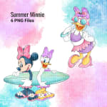 Summer Minnie and Daisy Clipart Watercolor Disney Beach Ice Cream PNG Bundle (Digital Download) - Image 3