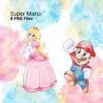 Super Mario and Princess Peach Watercolor Clipart Bundle Nintendo Videogames PNG (Digital Download) - Image 4