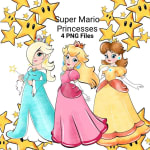 Super Mario Princesses Watercolor Clipart Bundle Videogames Nintendo PNG (Digital Download) - Image 1