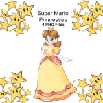 Super Mario Princesses Watercolor Clipart Bundle Videogames Nintendo PNG (Digital Download) - Image 3