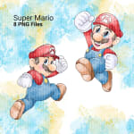 Super Mario Watercolor Clipart Bundle Yoshi Toad PNG (Digital Download) - Image 2
