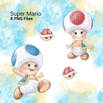 Super Mario Watercolor Clipart Bundle Yoshi Toad PNG (Digital Download) - Image 3
