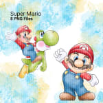 Super Mario Watercolor Clipart Bundle Yoshi Toad PNG (Digital Download) - Image 4