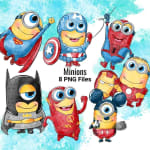 Superhero Minions Watercolor Clipart Bundle Dreamworks and Marvel PNG (Digital Download) - Image 1