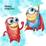 Superhero Minions Watercolor Clipart Bundle Dreamworks and Marvel PNG (Digital Download) - Image 3