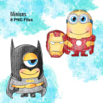 Superhero Minions Watercolor Clipart Bundle Dreamworks and Marvel PNG (Digital Download) - Image 5