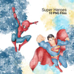 Superheroes watercolor clipart bundle marvel dc png digital download printable wall art nursery decor - Image 3