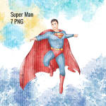 Superman Watercolor Clipart Bundle DC Comics Hero PNG Kit (Digital Download) - Image 4