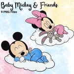 Sweet Dreams Baby Mickey and Friends Sleeping Clouds Disney PNG Bundle (Digital Download) - Image 2