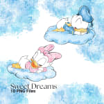 Sweet Dreams Watercolor Clipart Baby Mickey Minnie Donald Daisy PNG Bundle Disney (Digital Download) - Image 4