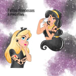 Tattoo Princess Clipart Bundle Edgy Disney Girl Modern Cartoon PNG (Digital Download) - Image 2