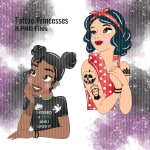 Tattoo Princess Clipart Bundle Edgy Disney Girl Modern Cartoon PNG (Digital Download) - Image 4
