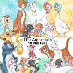 The Aristocats Clipart Bundle Disney Watercolor Cats PNG (Digital Download) - Image 1