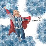 Thor watercolor clipart bundle superhero png digital download printable wall art nursery decor - Image 4