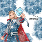 Thor watercolor clipart bundle superhero png digital download printable wall art nursery decor - Image 5